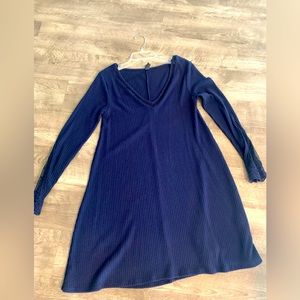 Sweater Dress Womens Small ALYA by Francesca’s lace Sleeve Knit Navy